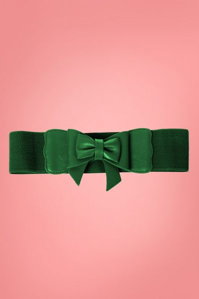 50s Play It Right Bow Belt in Bottle Green