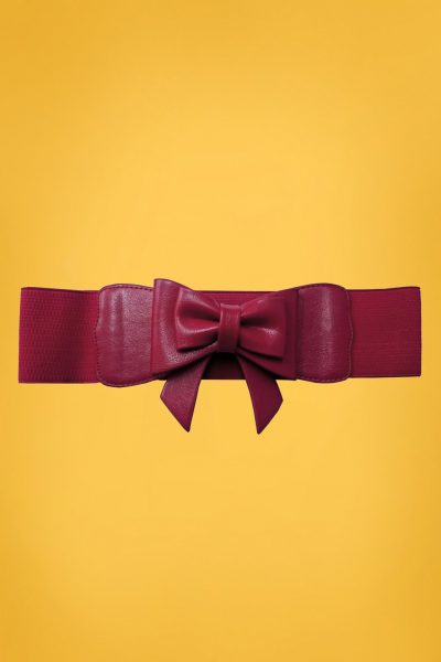 50s Play It Right Bow Belt in Burgundy