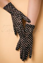 50s Lady Mary Pin Dots Lace Gloves in Black