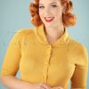 40s April Bow Cardigan in Mustard Yellow