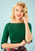 50s Modern Love Top in Forest Green
