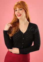 40s Heart Ajour Cardigan in Black