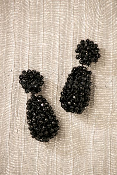 60s Maisie Beads Small Earrings in Black