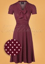 50s Debra Pin Dot Swing Dress in Burgundy