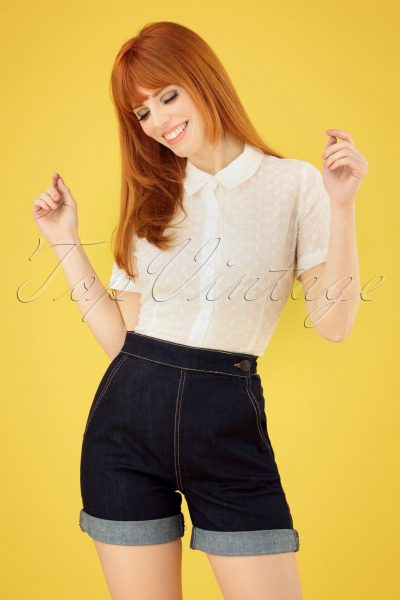 50s Yaz Denim Shorts in Navy