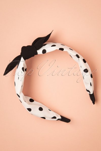 50s Ezekiel Polkadot Headband in White