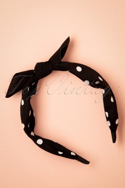 50s Ezekiel Polkadot Headband in Black