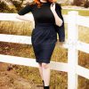 50s Loulou Denim Pencil Skirt in Sapphire Blue