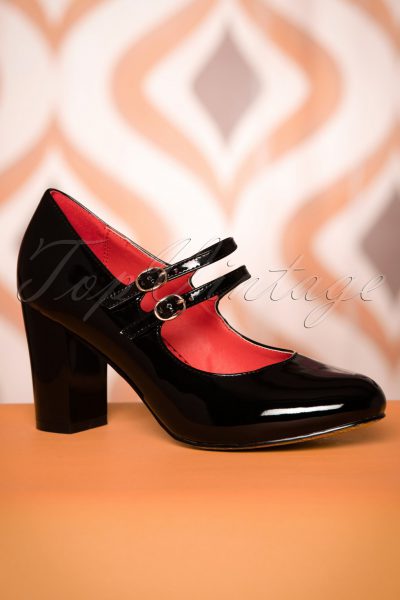60s Golden Years Lacquer Pumps in Black