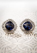 50s Sapphire Stud Earrings in Silver