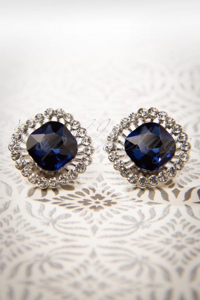 50s Sapphire Stud Earrings in Silver