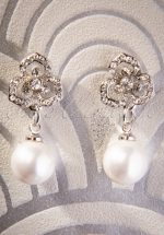 50s Pearl Bloom Drop Earrings in Silver