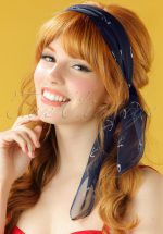 50s Sail Away Anchor Hair Scarf in Navy