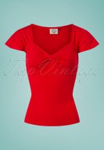 50s She Who Dares Top in Red