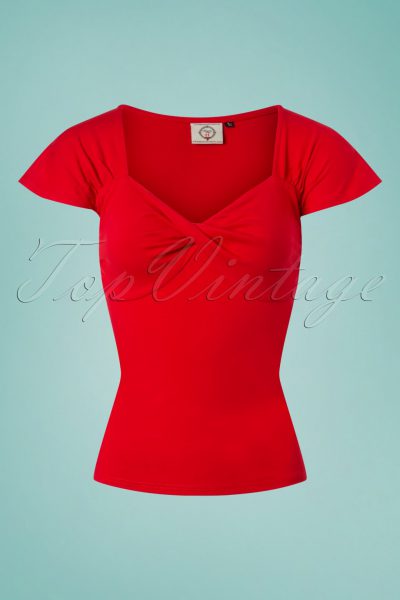 50s She Who Dares Top in Red