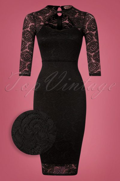 50s Georgia Lace Dress in Black