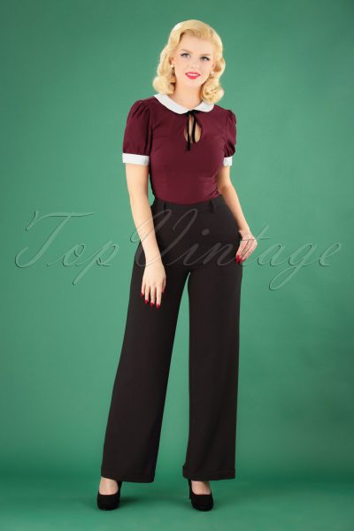 40s Ethel Woven Crepe Pants in Black