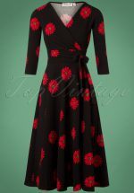 50s Janice Flower Swing Dress in Black