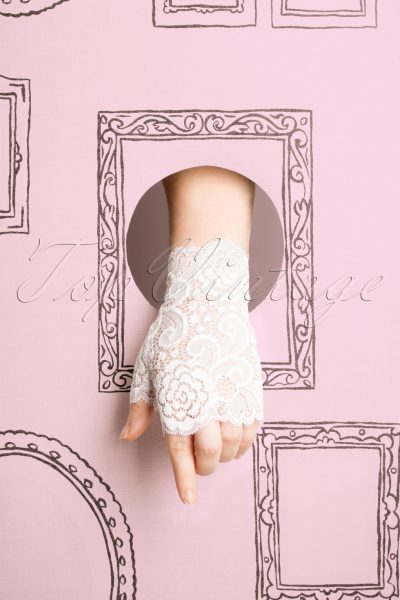 50s Angelica Lace Gloves in White