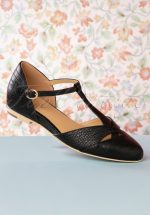 50s Roma T-Strap Flats in Black