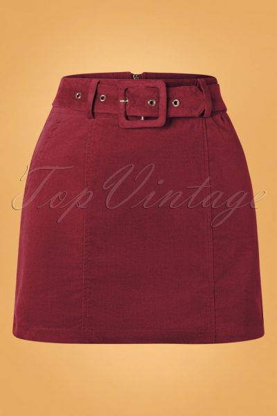 60s Amir Cord Mini Skirt in Burgundy