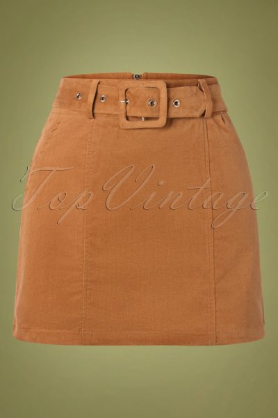 60s Amir Cord Mini Skirt in Tan