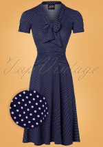 50s Debra Pin Dot Swing Dress in Navy
