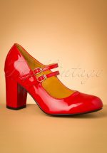60s Golden Years Lacquer Pumps in Lipstick Red