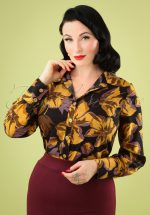 70s What A Darling Floral Blouse in Black