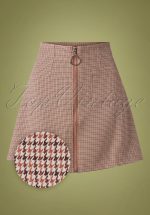 60s Betty Winter Mini Skirt in Houndstooth Brown