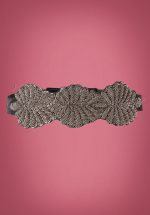 50s Beaded Leaf Belt in Black