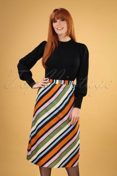 70s Staci Stripes Skirt in Multi