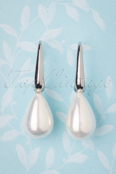 50s All About The Pearl Drop Earrings in Silver