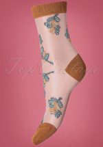 70s Belle Flower Socks in Dull Gold