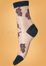 70s Belle Flower Socks in Dark Green