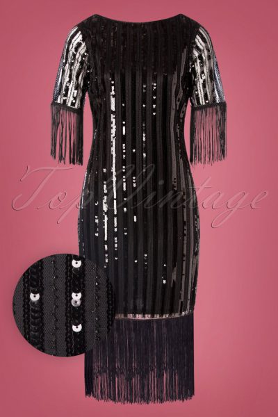 20s Marcy Fringe Dress in Black