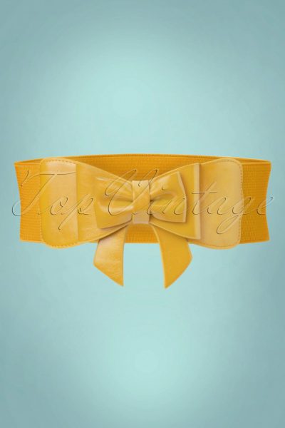 50s Play It Right Bow Belt in Mustard