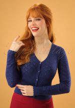 40s Heart Ajour Cardigan in Navy