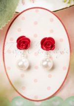 50s Rose and Pearl Earrings in Ivory