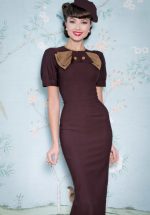 40s Penny Pencil Dress in Chocolate