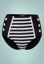 50s Joelle Stripes Bikini Pants in Black and White