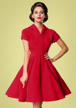 40s Valencia Swing Dress in Deep Red