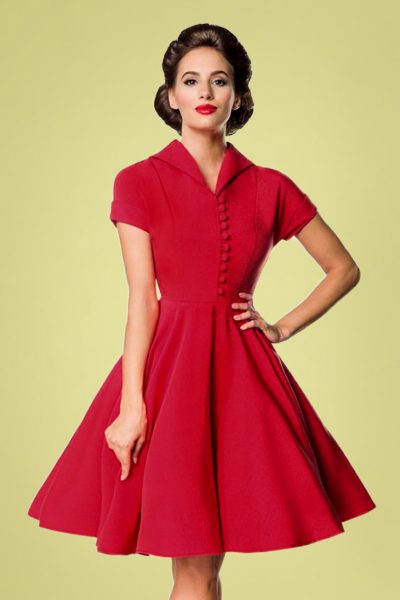 40s Valencia Swing Dress in Deep Red