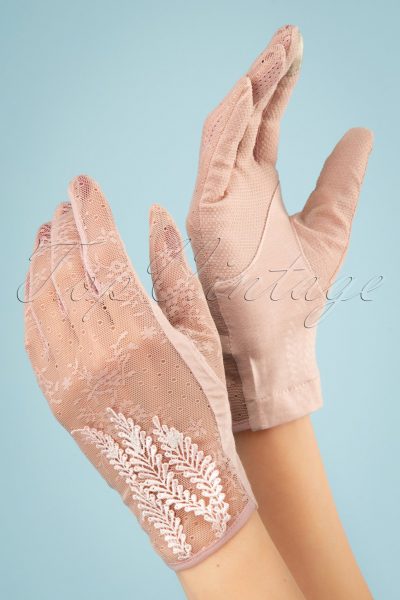 40s Ruth Lace Gloves in Dusty Pink