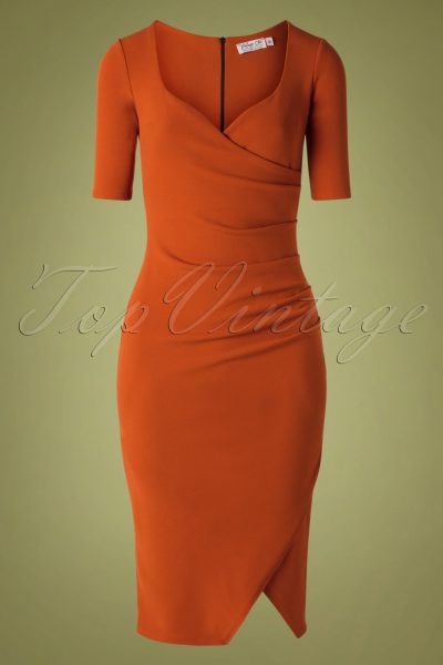 50s Selene Pencil Dress in Cinnamon