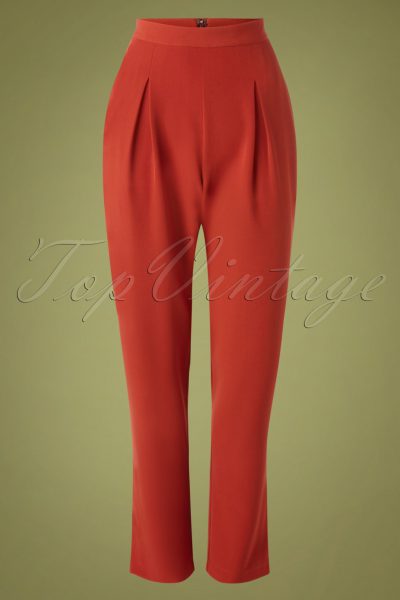 50s Wear Me Everywhere Trousers in Brick Orange