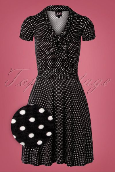50s Debra Pin Dot Swing Dress in Black