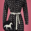 60s Wild Horses Shirt Dress in Black