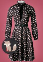 60s Tessa Fox Tie Neck Dress in Black