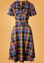 50s Camilla Plaid Swing Dress in Multi